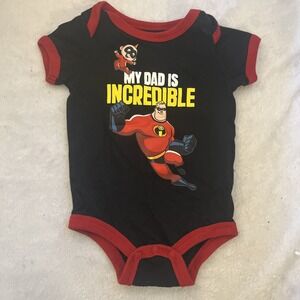 Baby Boy 3Months My Dad Is Incredible Disney Short Sleeves Cotton‎ Bodysuit